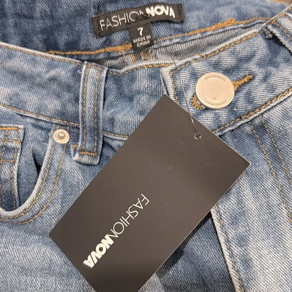 NWT [Fashion Nova] 90's Flashback Tapered Jeans - Medium Blue Wash Women’s Sz 7 - Picture 6 of 8